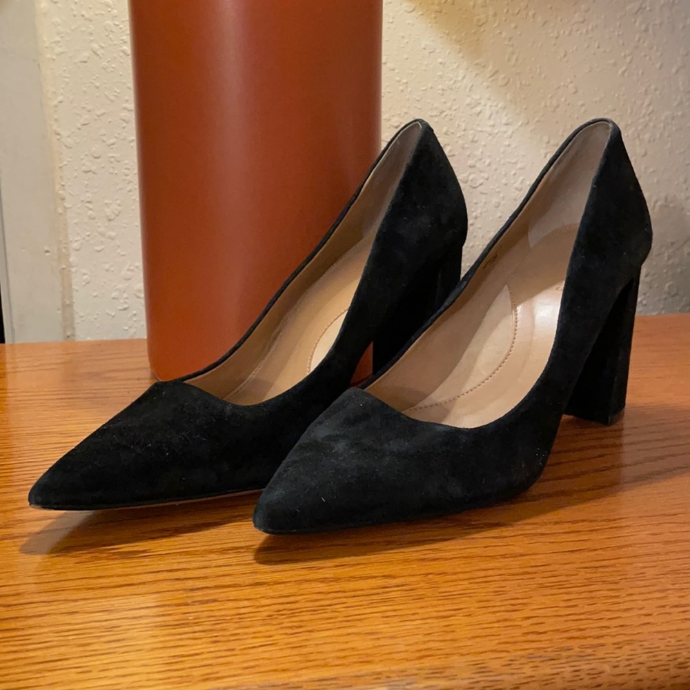 Suede chunky heel